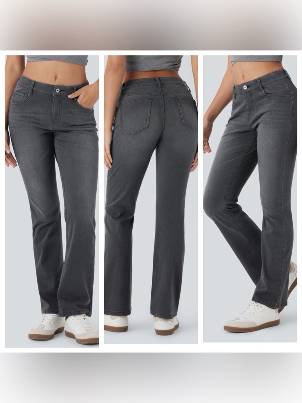 HALARA Charcoal Gray Flare Jeans